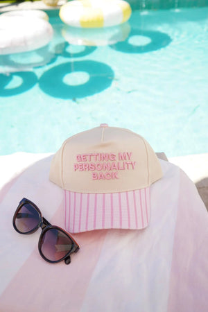 Getting my Personality Back - Pink Stripe Trucker Hat KenzKustomz