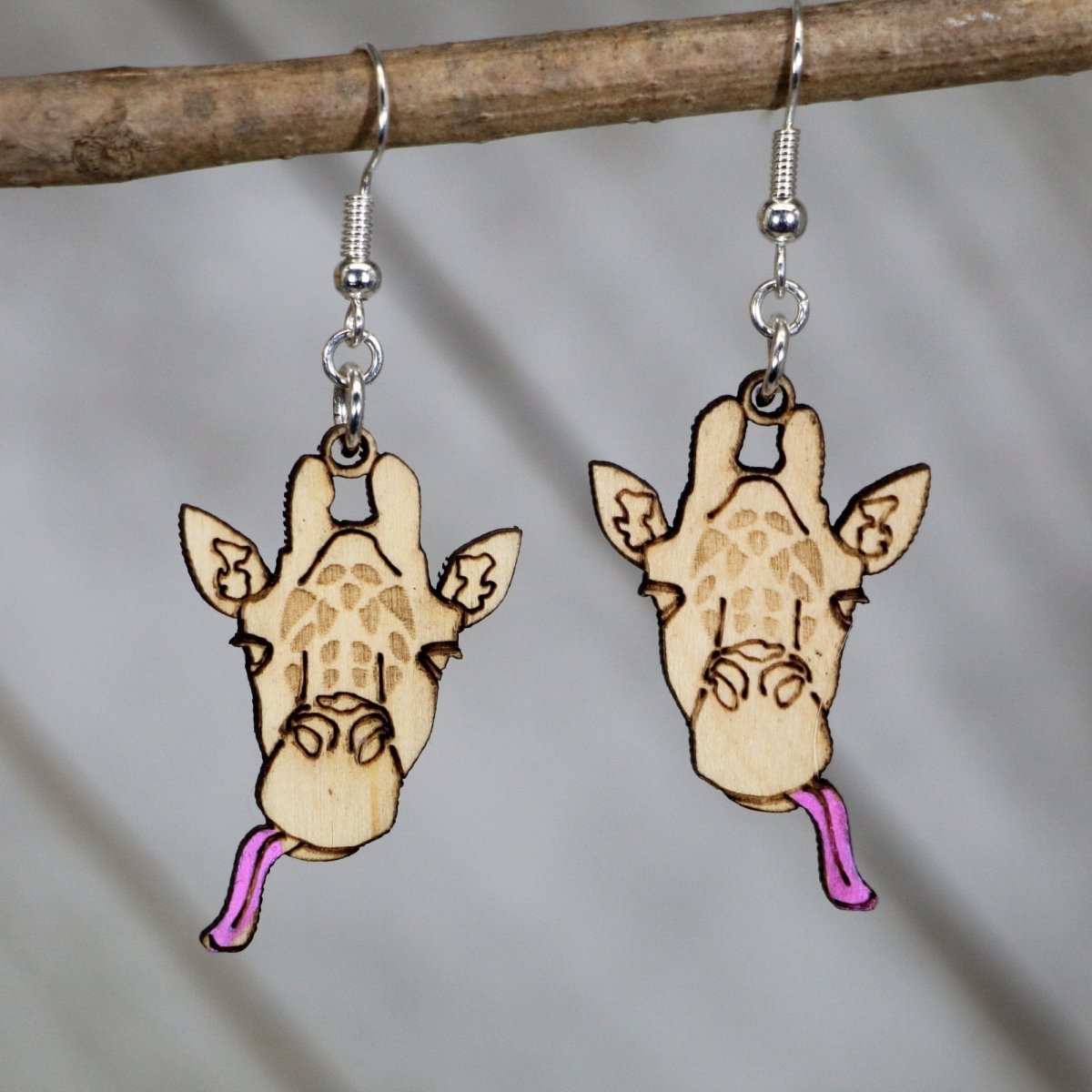 Giraffe Wooden Earrings | Cute Safari Animal Jewelry