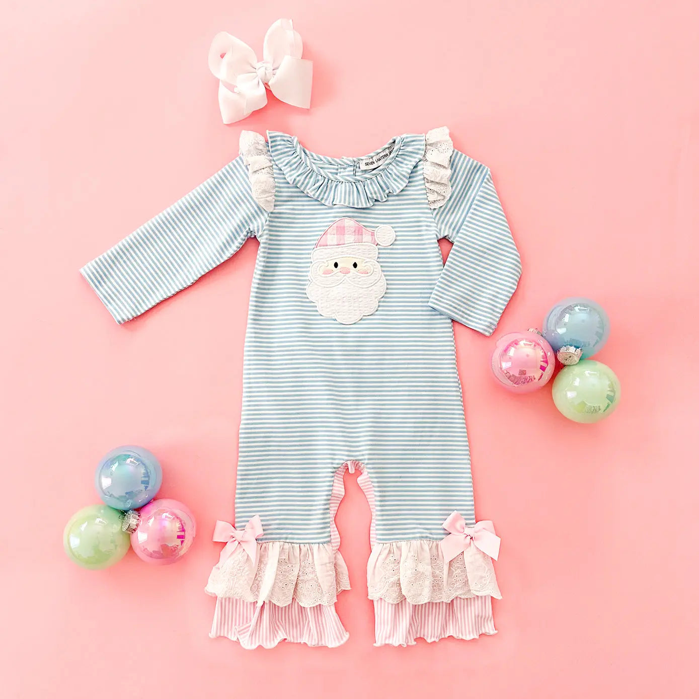 Girls Christmas Santa Romper Seven Lantern Lane