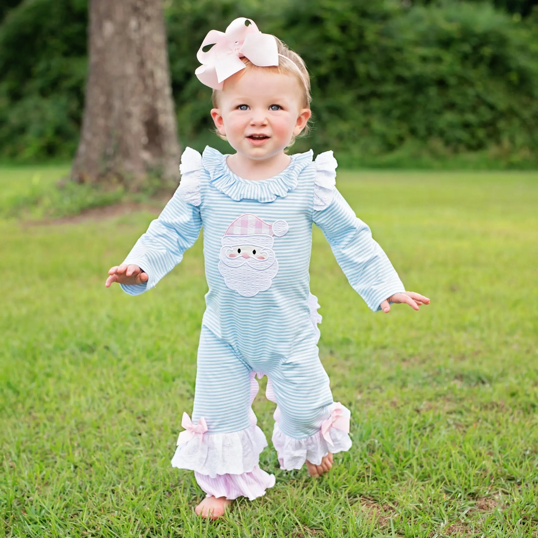 Girls Christmas Santa Romper Seven Lantern Lane