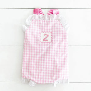 Girls Second Birthday Smocked Bubble by Seven Lantern Lane, children's boutique clothing main product photo