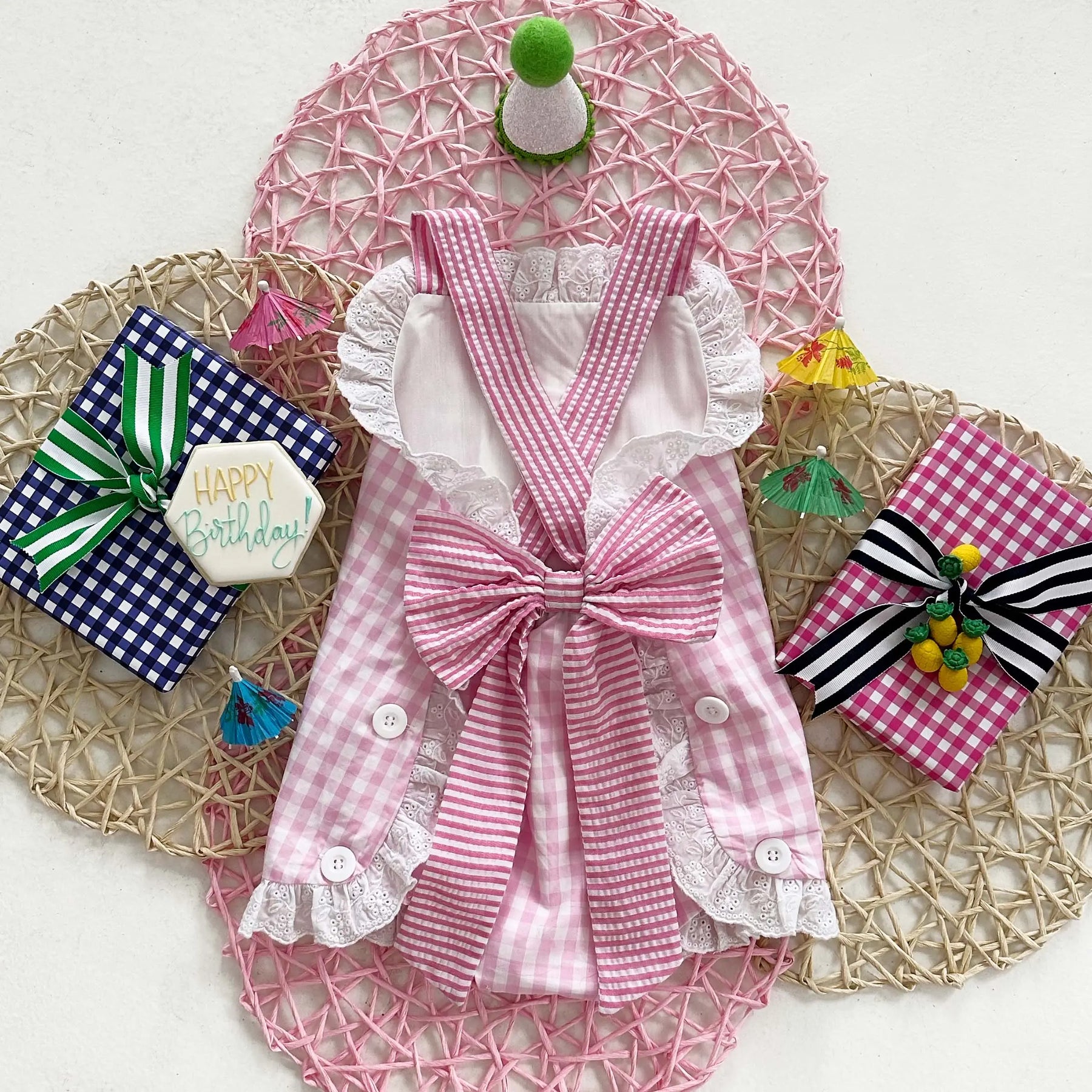 Girls Second Birthday Smocked Bubble by Seven Lantern Lane, children's boutique clothing detail photo 6