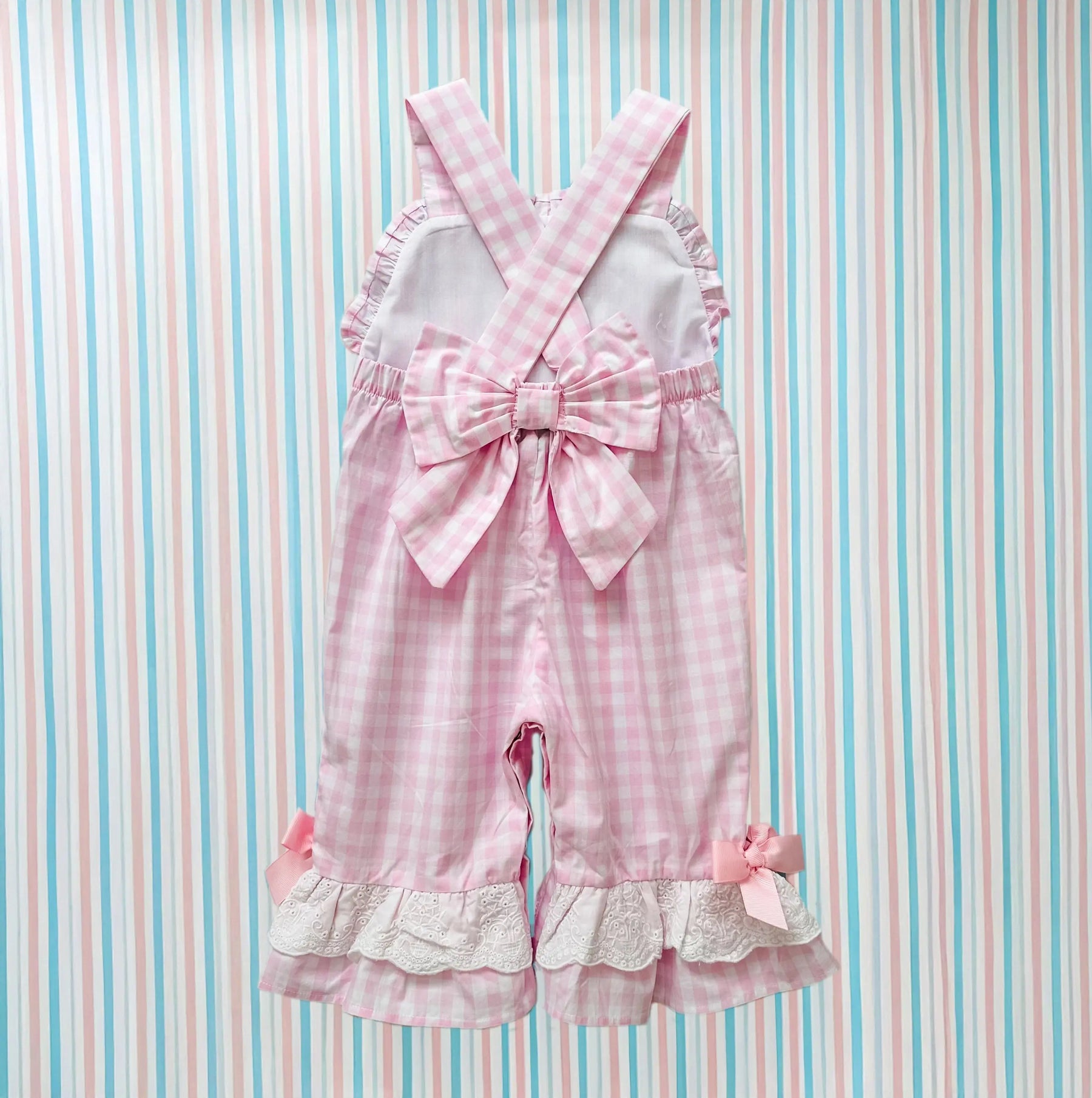 Girls Smocked First Birthday Longall by Seven Lantern Lane, children's boutique clothing detail photo 26
