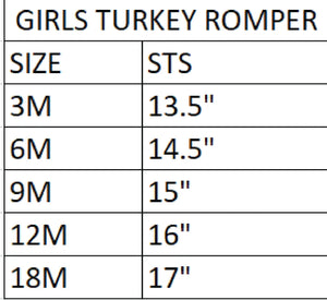 Girls Thanksgiving Turkey Romper Seven Lantern Lane