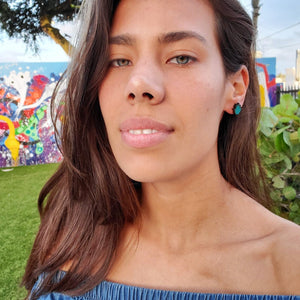 Additional view of Agave Stud Earrings hand painted on lightweight wood by LE CHIC MIAMI