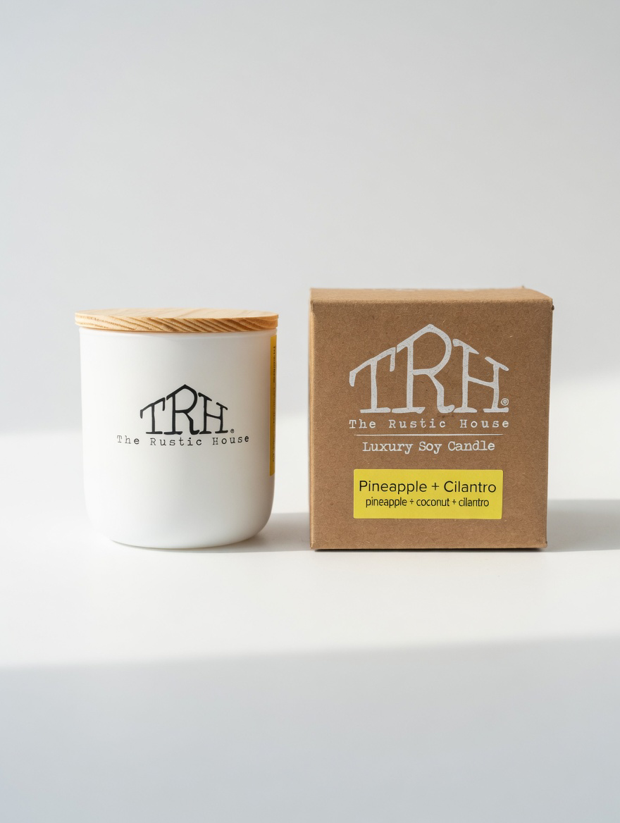 Pineapple + Cilantro Candle by The Rustic House, scented candle main product photo