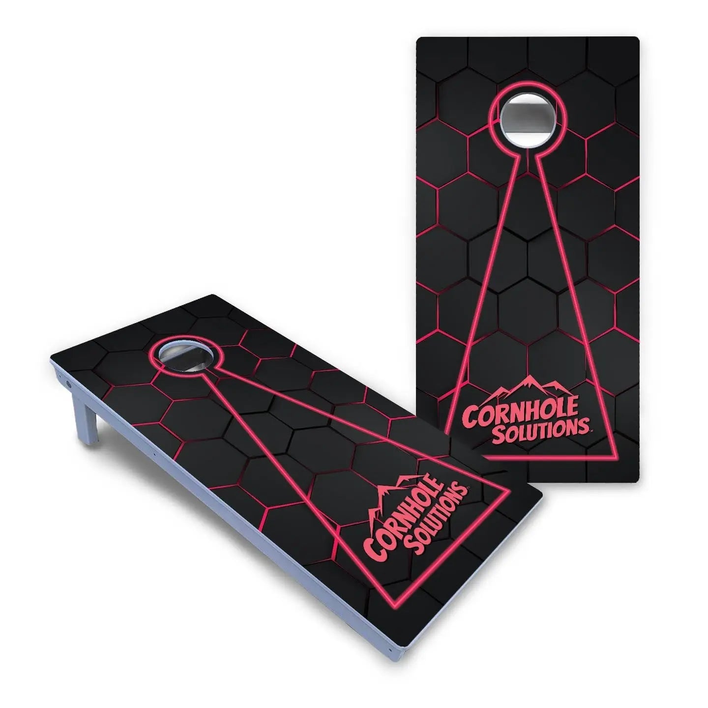 Glow Hole Black Cornhole Boards - All Weather Series by Cornhole Solutions, custom cornhole board detail photo 2