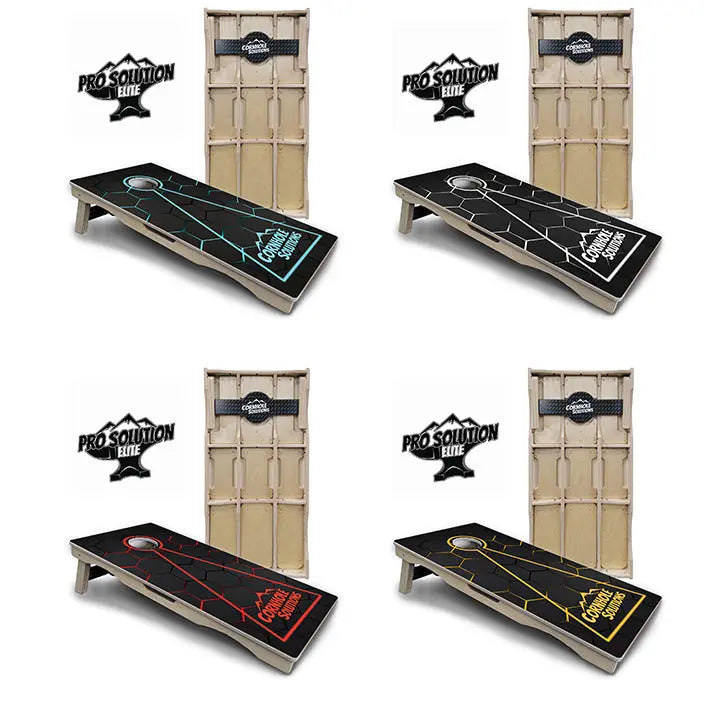Glow Hole Black Cornhole Boards - Pro Solution Elite Series by Cornhole Solutions, custom cornhole board main product photo
