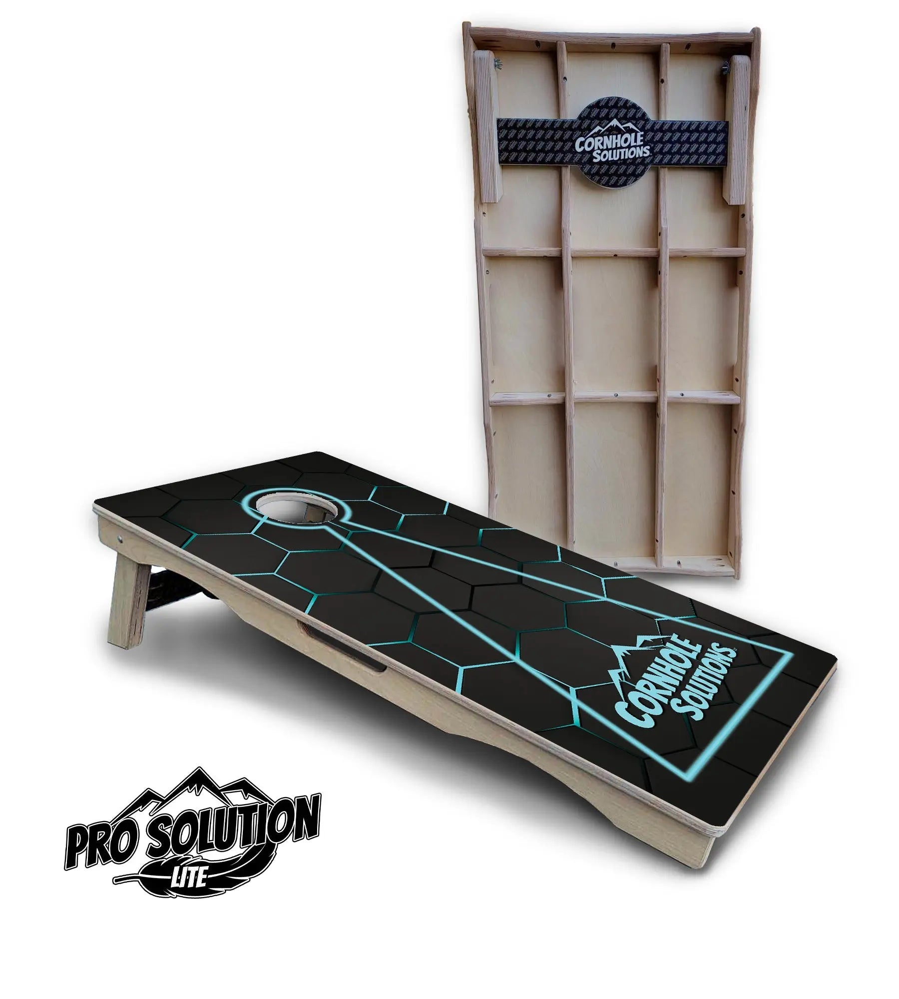 Glow Hole Black Cornhole Boards - Pro Solution Lite Series by Cornhole Solutions, custom cornhole board detail photo 2