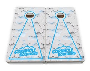 Glow Hole White Background Cornhole Boards - Professional Tournament Series
