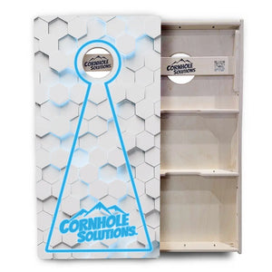 Glow Hole White Background Cornhole Boards - Professional Tournament Series