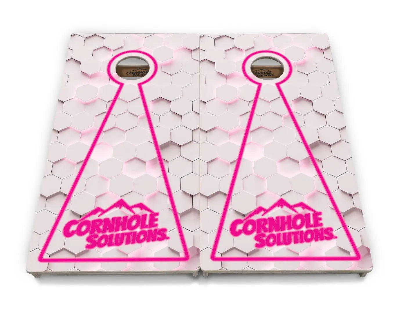 Glow Hole White Background Cornhole Boards - Professional Tournament Series