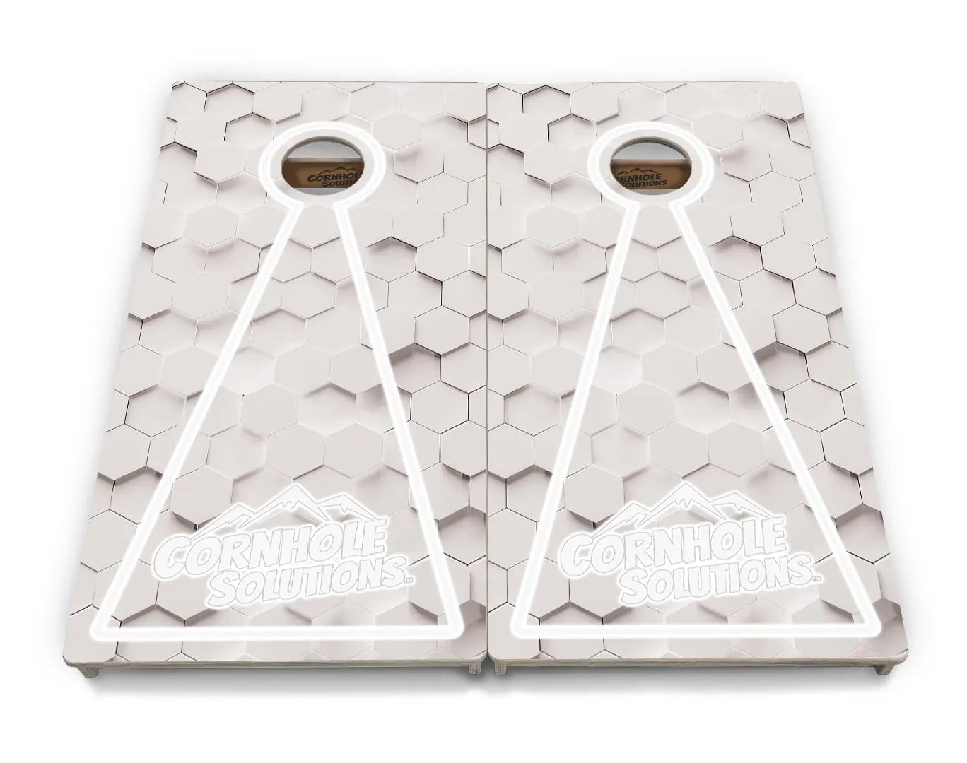 Glow Hole White Background Cornhole Boards - Professional Tournament Series