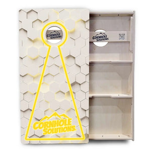 Glow Hole White Background Cornhole Boards - Professional Tournament Series Cornhole Solutions
