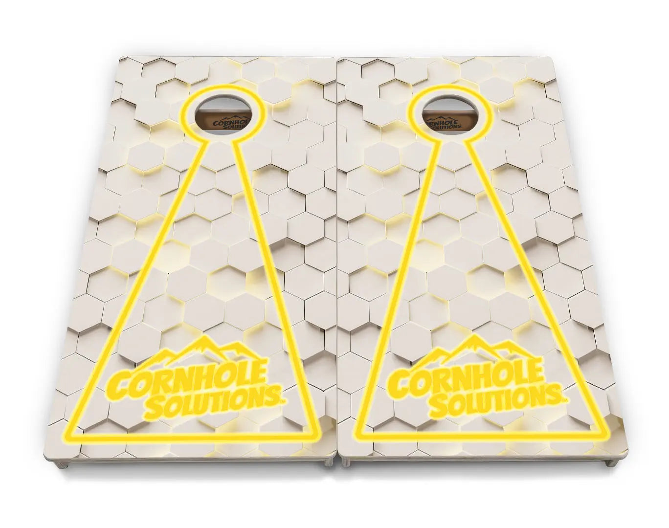 Glow Hole White Background Cornhole Boards - Professional Tournament Series Cornhole Solutions