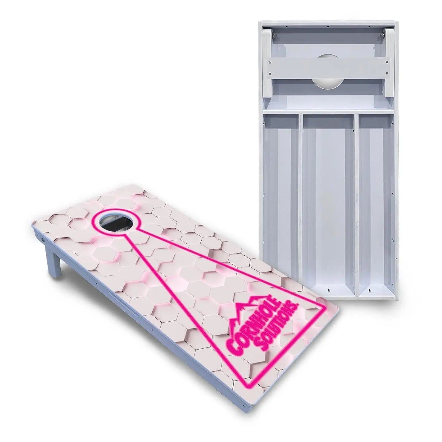 Glow Hole White Cornhole Boards - All Weather Series by Cornhole Solutions, custom cornhole board main product photo
