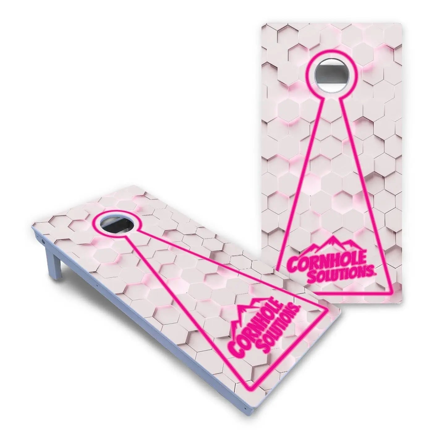 Glow Hole White Cornhole Boards - All Weather Series by Cornhole Solutions, custom cornhole board detail photo 2