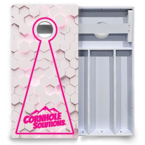 Glow Hole White Cornhole Boards - All Weather Series by Cornhole Solutions, custom cornhole board detail photo 4
