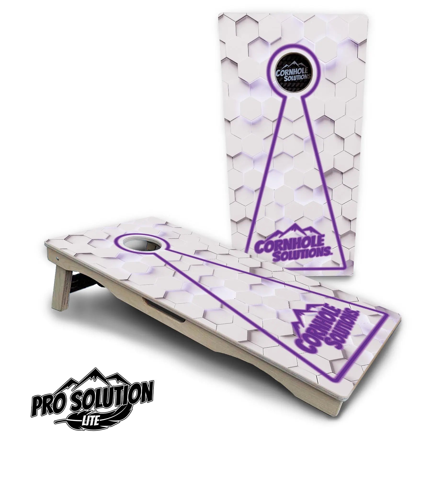 Glow Hole White Cornhole Boards - Pro Solution Lite Series Cornhole Solutions