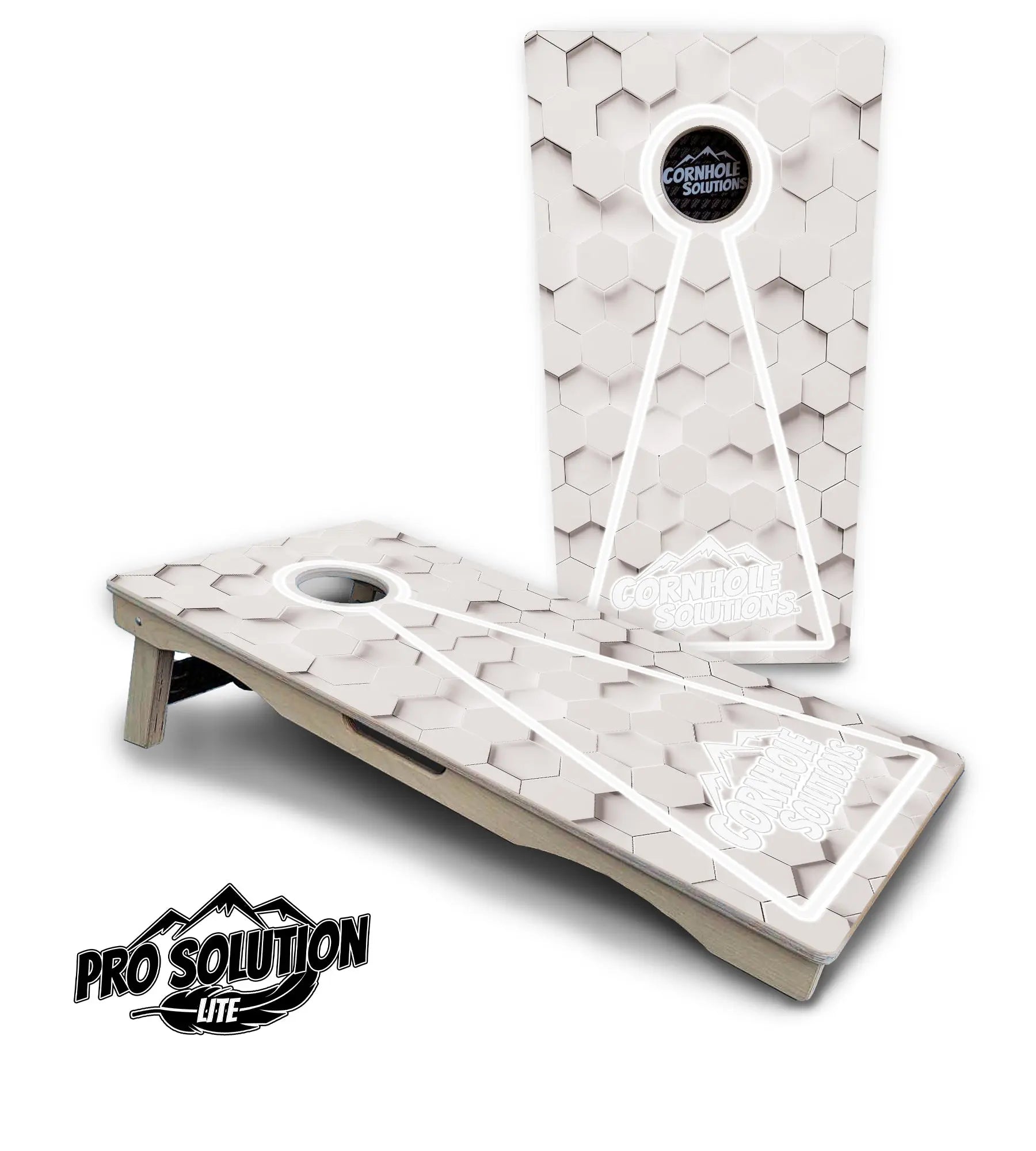 Glow Hole White Cornhole Boards - Pro Solution Lite Series Cornhole Solutions