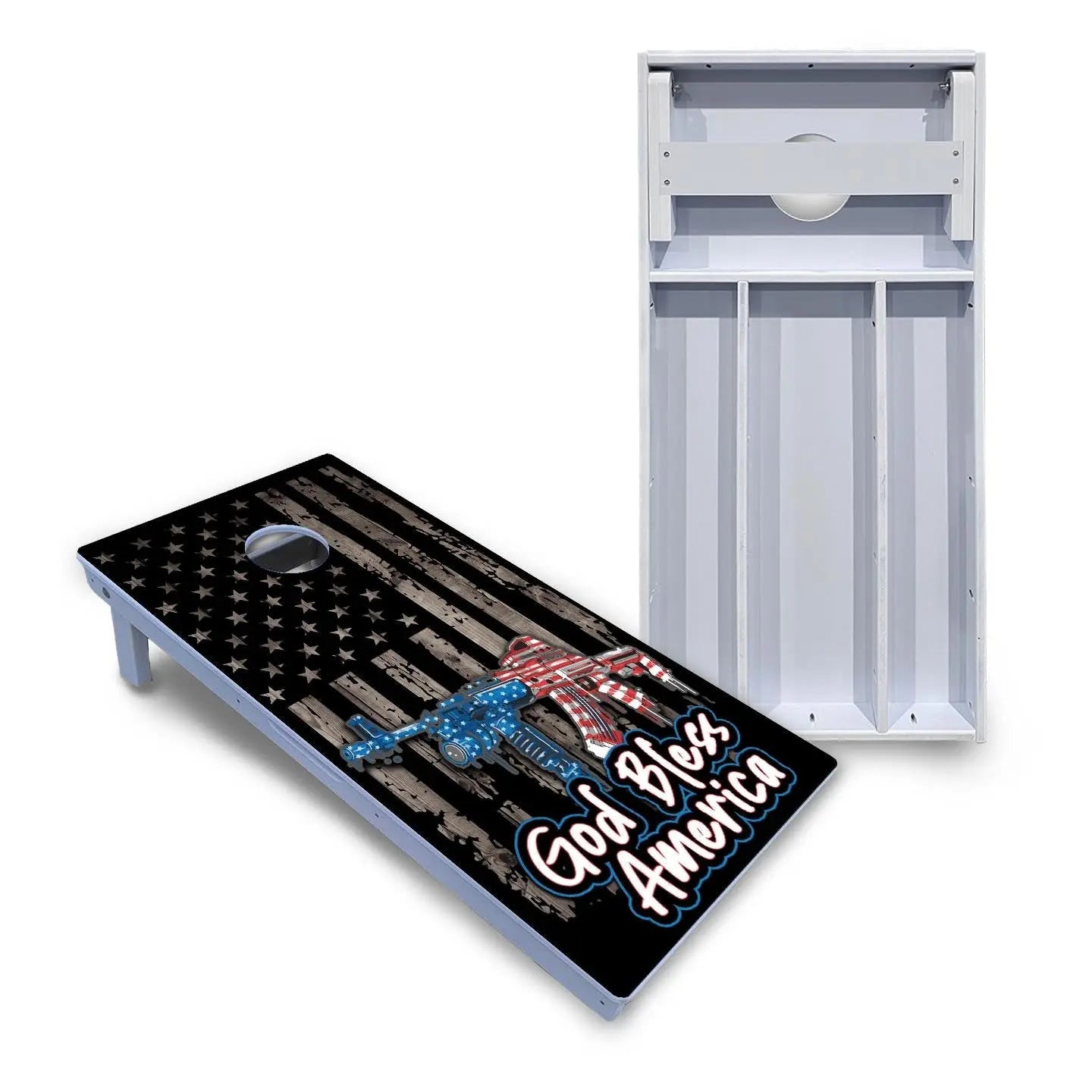 God Bless America Cornhole Boards - All Weather Series by Cornhole Solutions, custom cornhole board main product photo