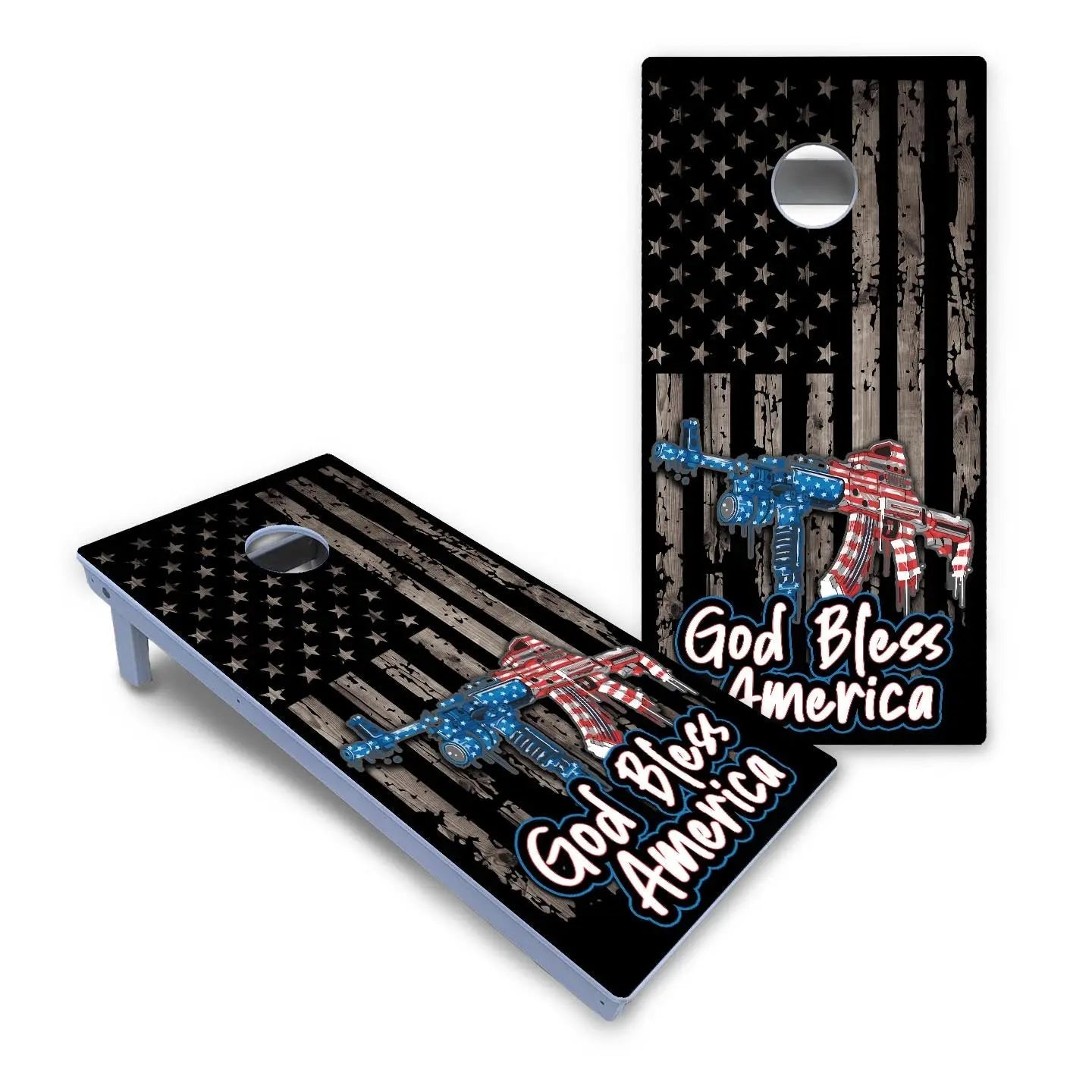 God Bless America Cornhole Boards - All Weather Series by Cornhole Solutions, custom cornhole board detail photo 2