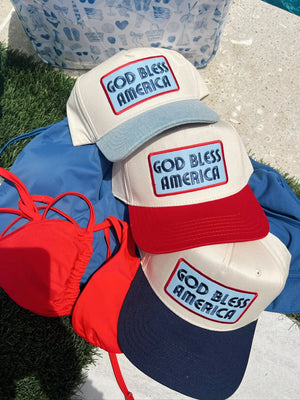 God Bless America - Vintage Trucker Hat KenzKustomz