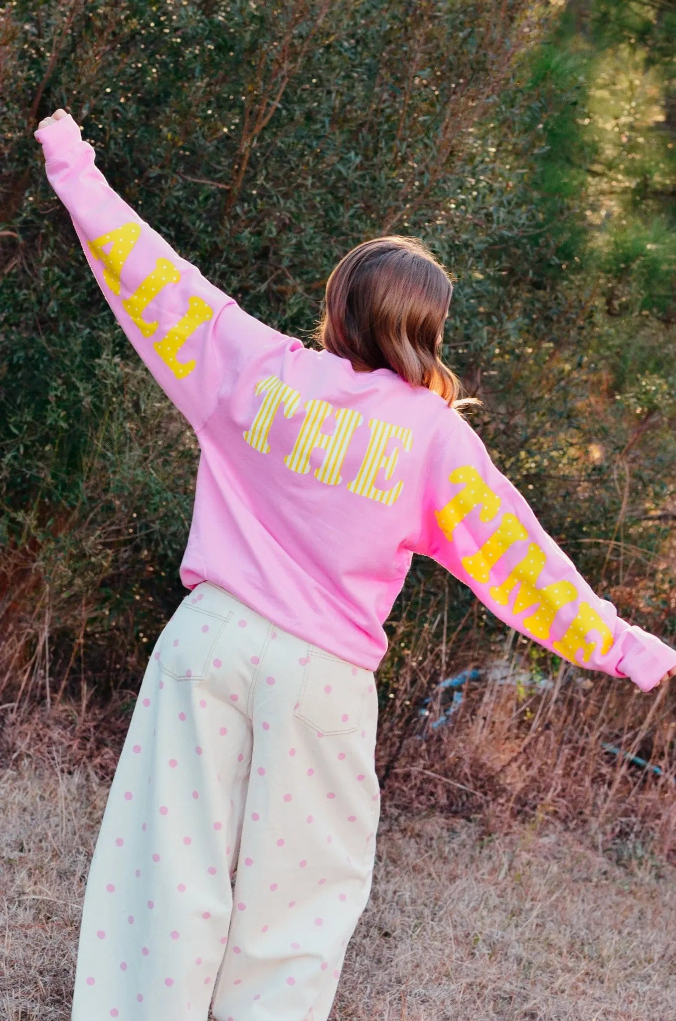 God Is Good Pink Sweatshirt by Southern Bliss Company, Southern lifestyle apparel detail photo 2