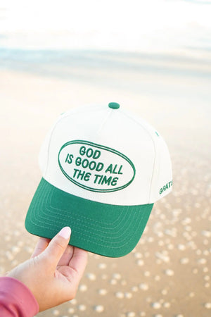 God is Good - Green Vintage Trucker Hat by KenzKustomz, Southern lifestyle apparel detail photo 3