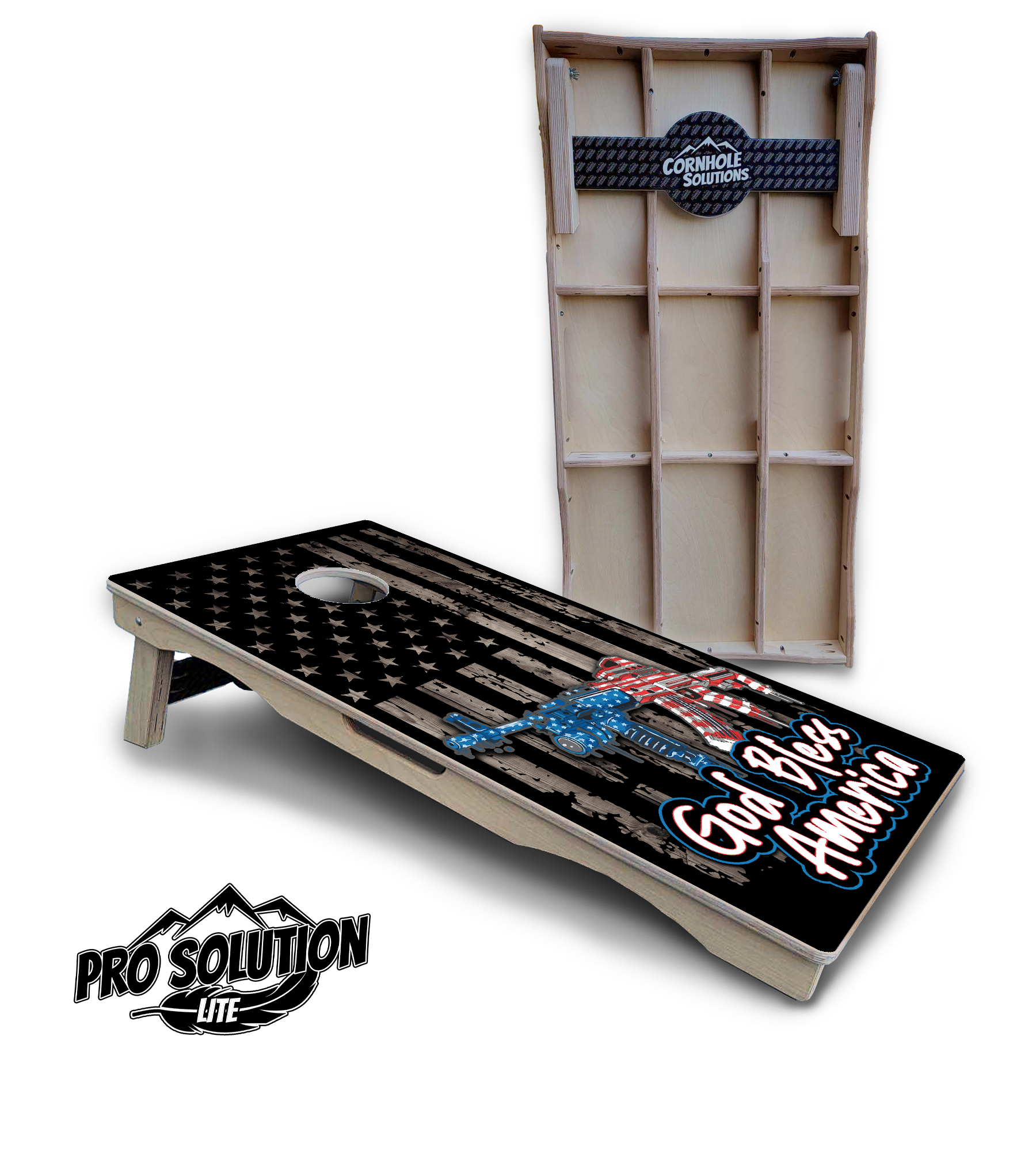 God Bless America Cornhole Boards - Pro Solution Lite Series by Cornhole Solutions, custom cornhole board main product photo