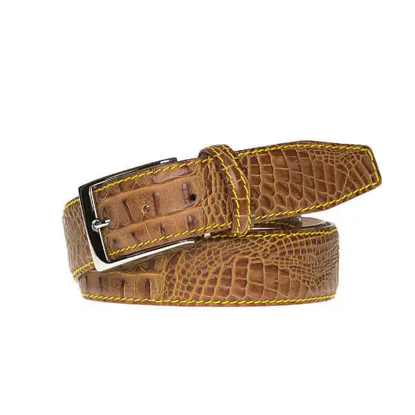 Gold Mock Croc Leather Belt