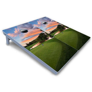 Golf Course Sunset Cornhole Boards - All Weather Series by Cornhole Solutions, custom cornhole board detail photo 3