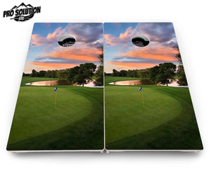 Golf Course Sunset Cornhole Boards - Pro Solution Lite Series Cornhole Solutions