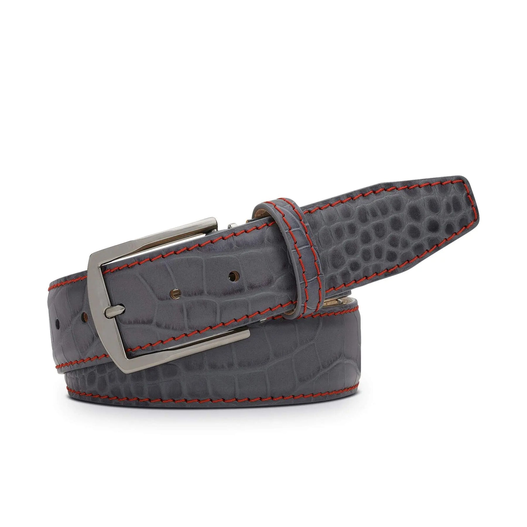 Gray Mock Gator Leather Belt