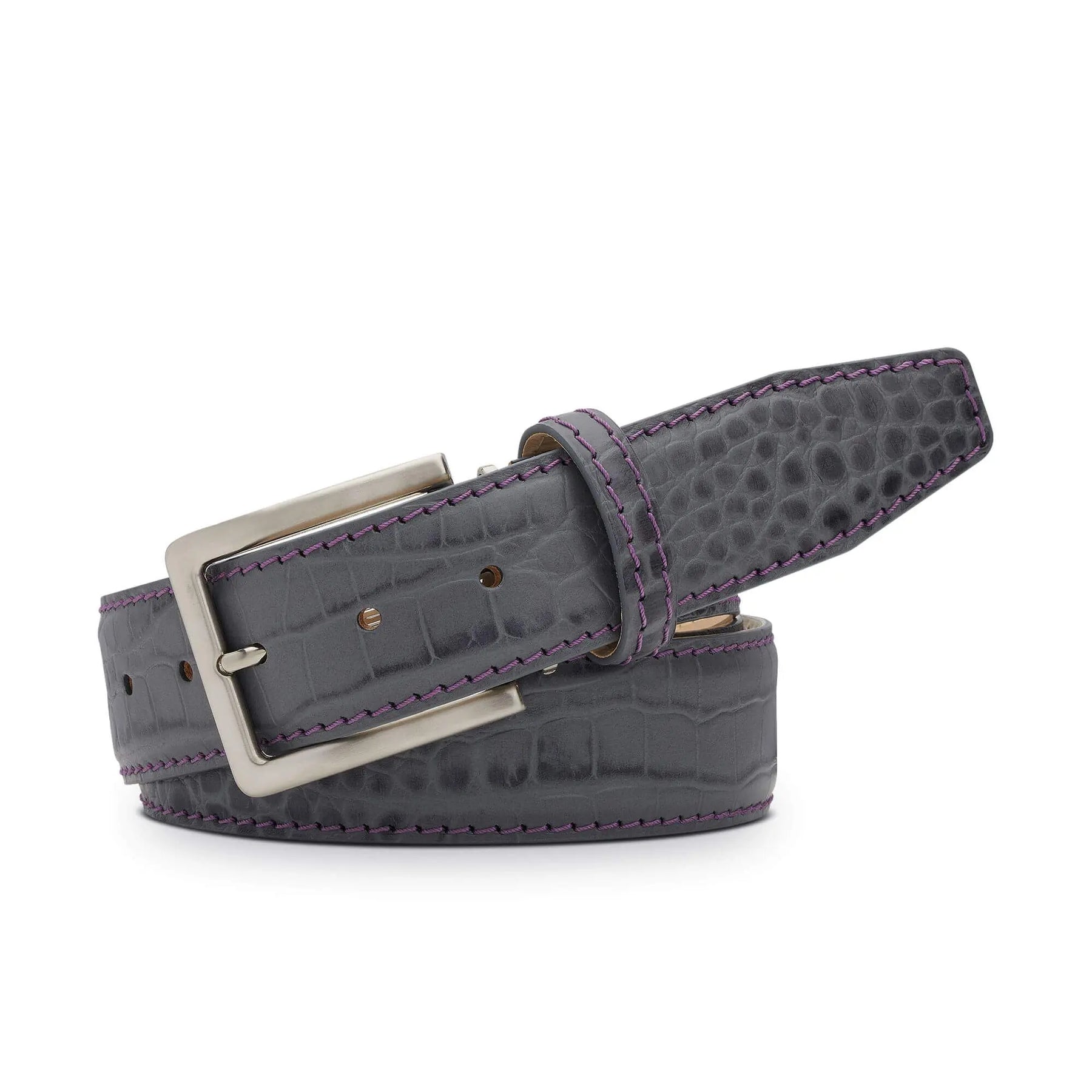 Gray Mock Gator Leather Belt