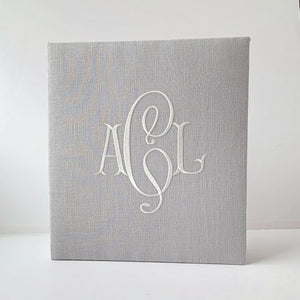 Baby Memory Book - Gray Linen (w/o Bow)