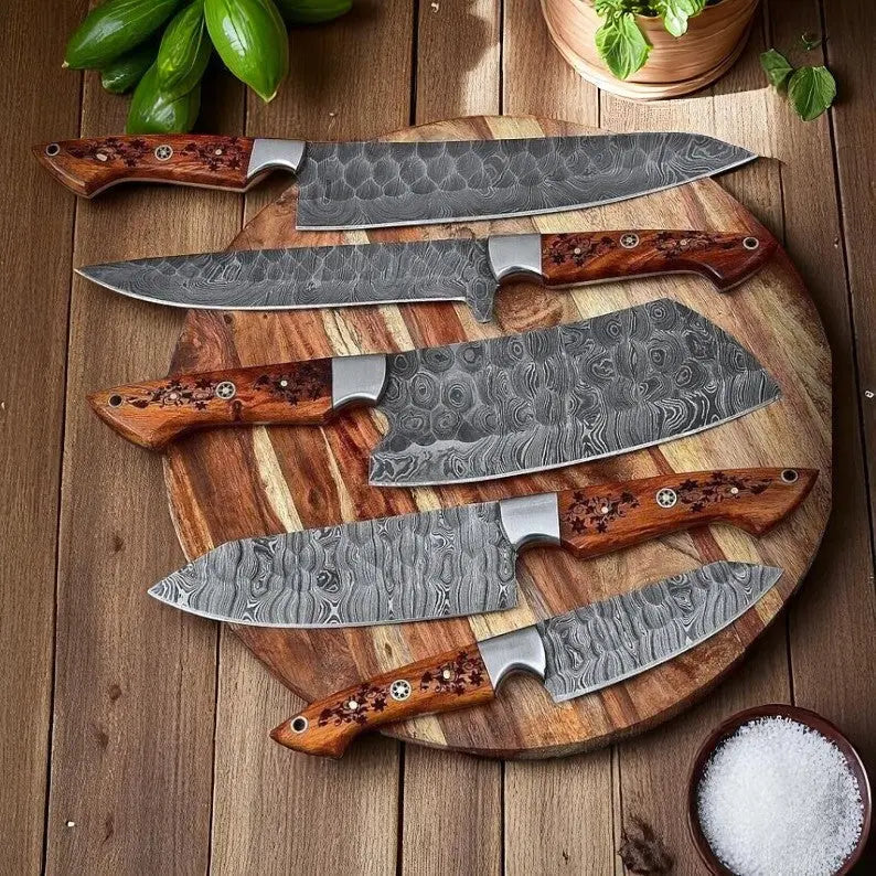 Great Affordable Knife Sets – 5-Piece Full Tang Damascus Steel Damascus Knife Store