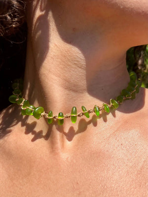 Green Sea Glass Necklace HALT