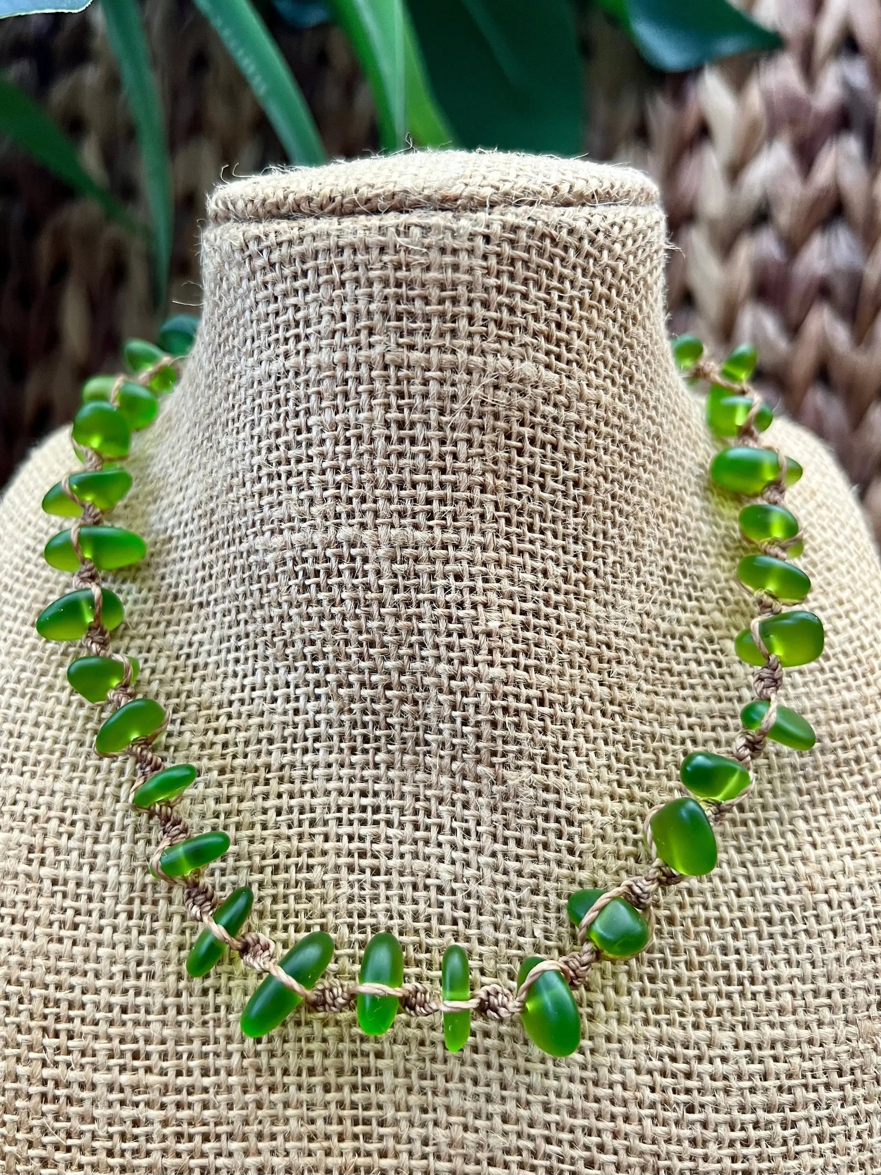 Green Sea Glass Necklace HALT