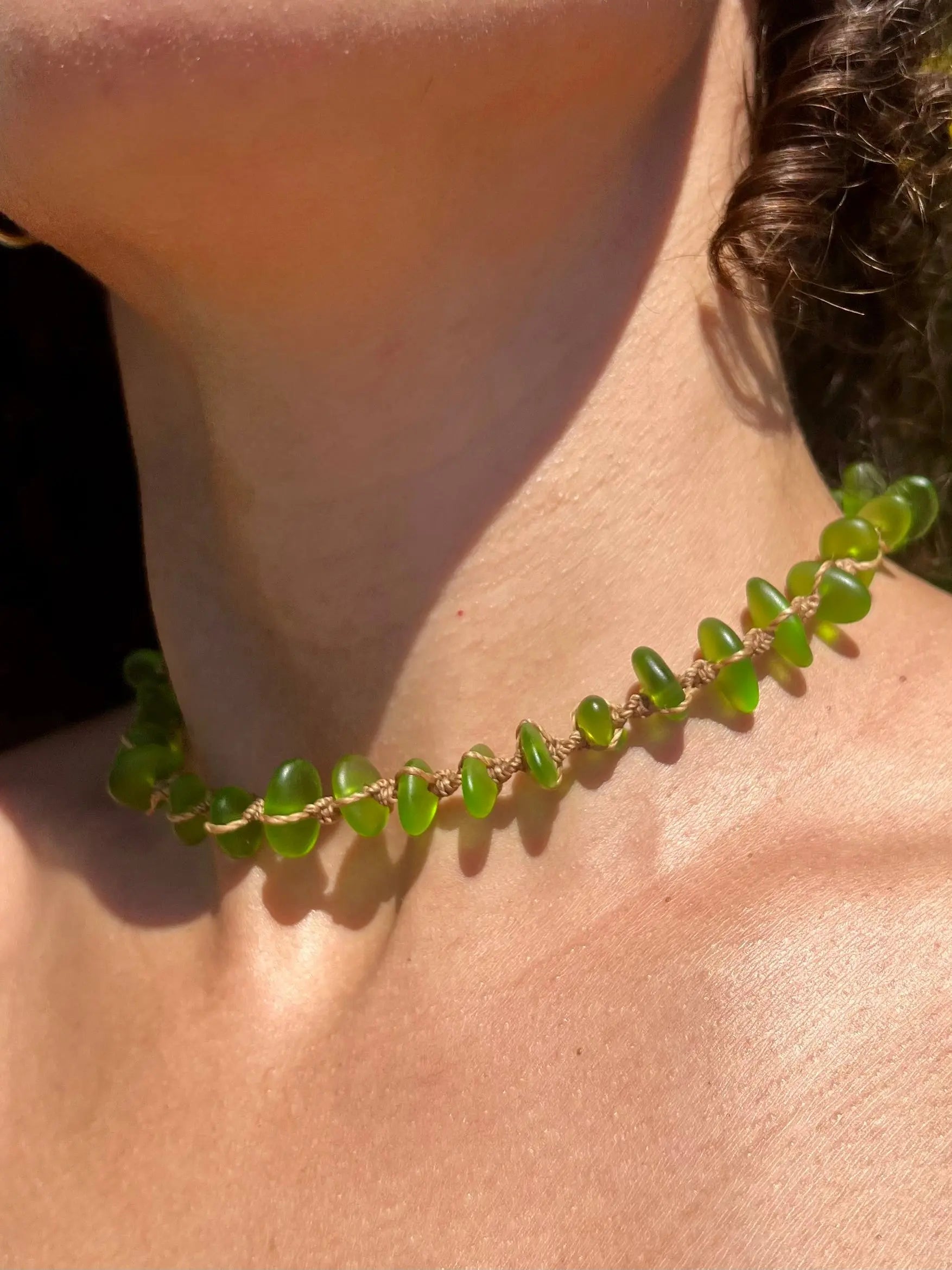 Green Sea Glass Necklace HALT