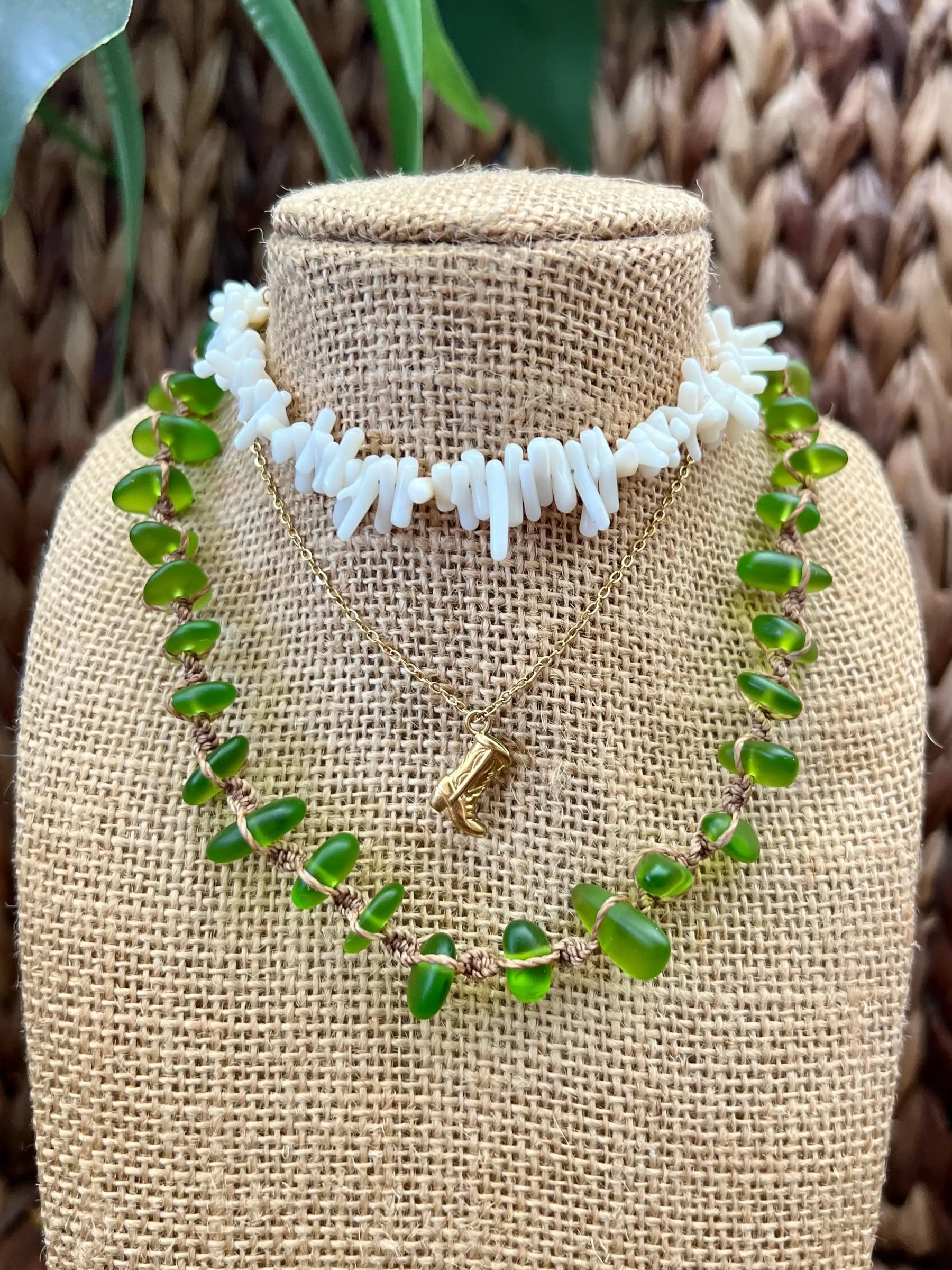 Green Sea Glass Necklace HALT