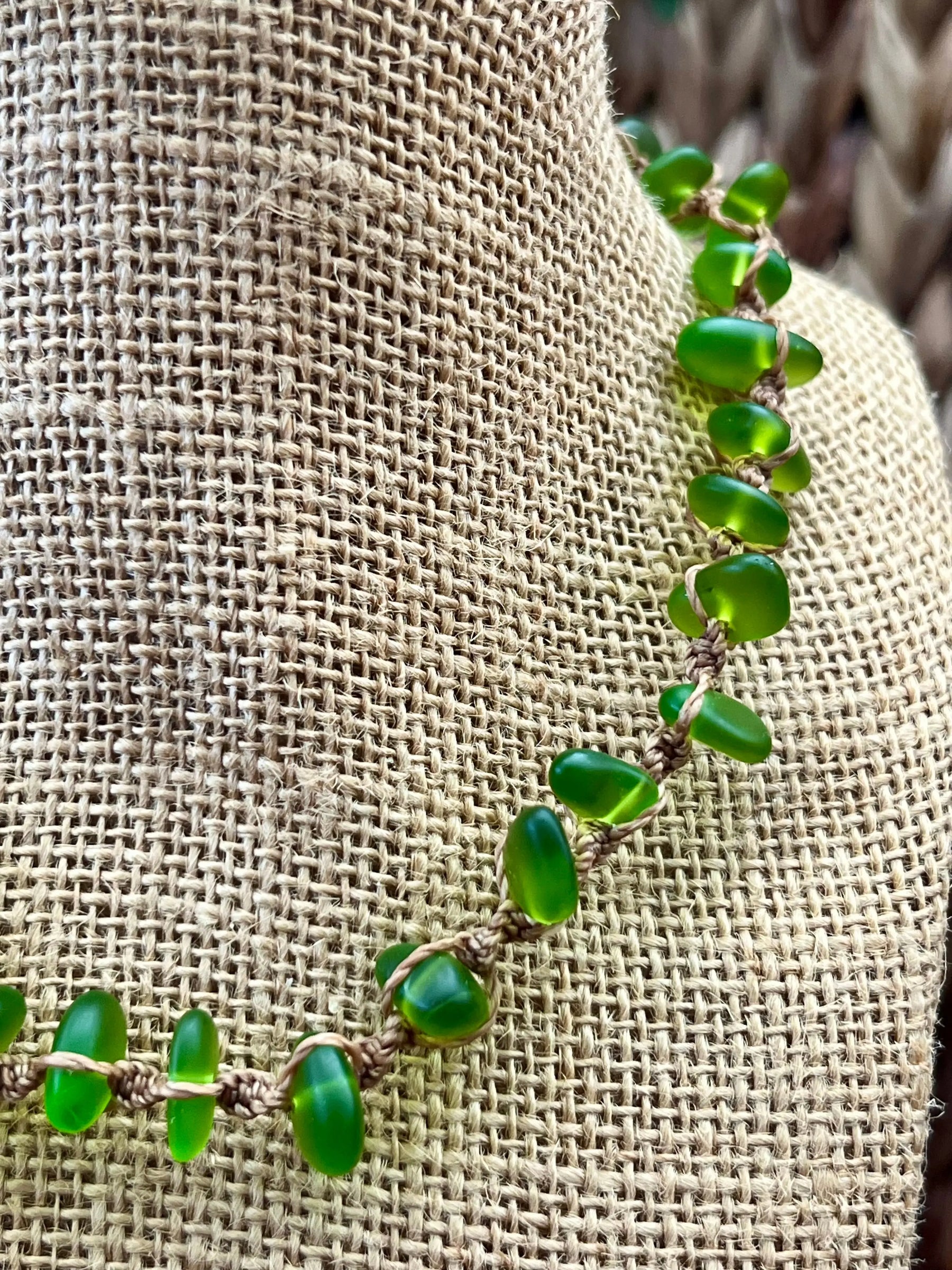 Green Sea Glass Necklace HALT