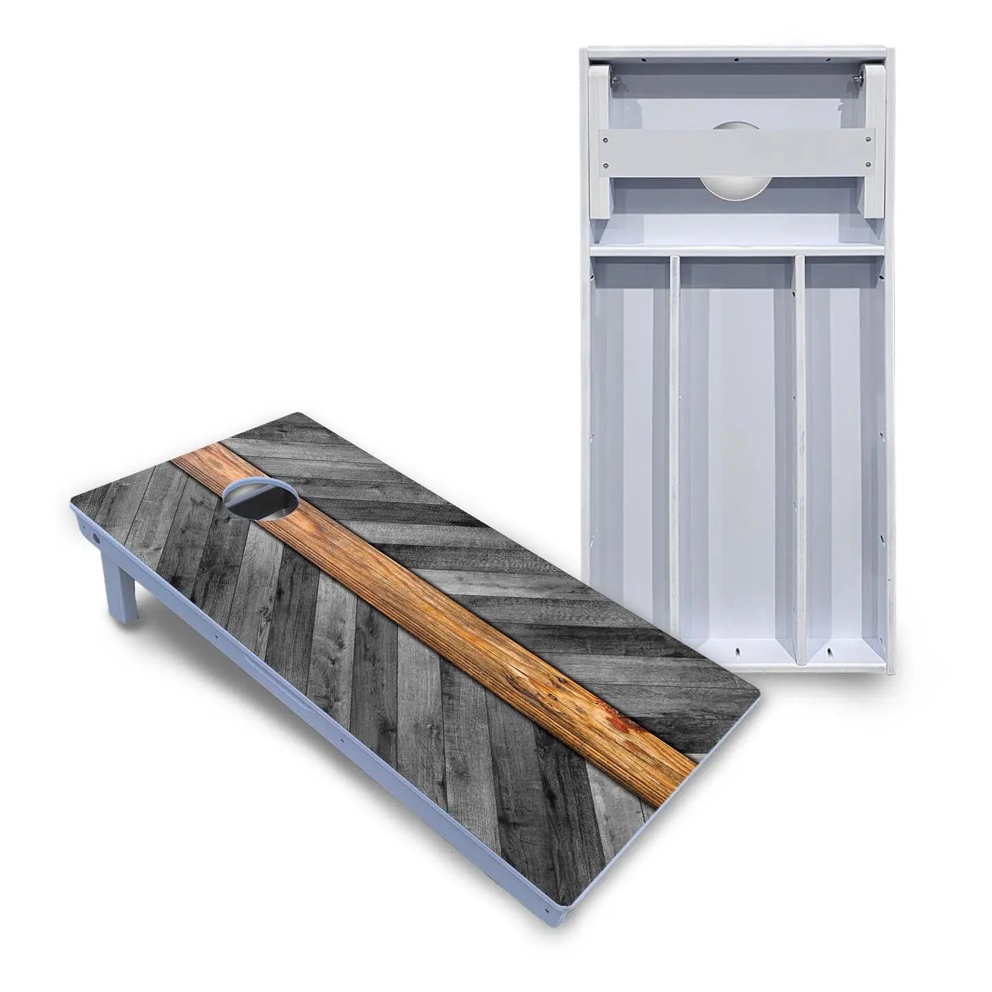 Grey Herringbone Cornhole Boards - All Weather Series Cornhole Solutions
