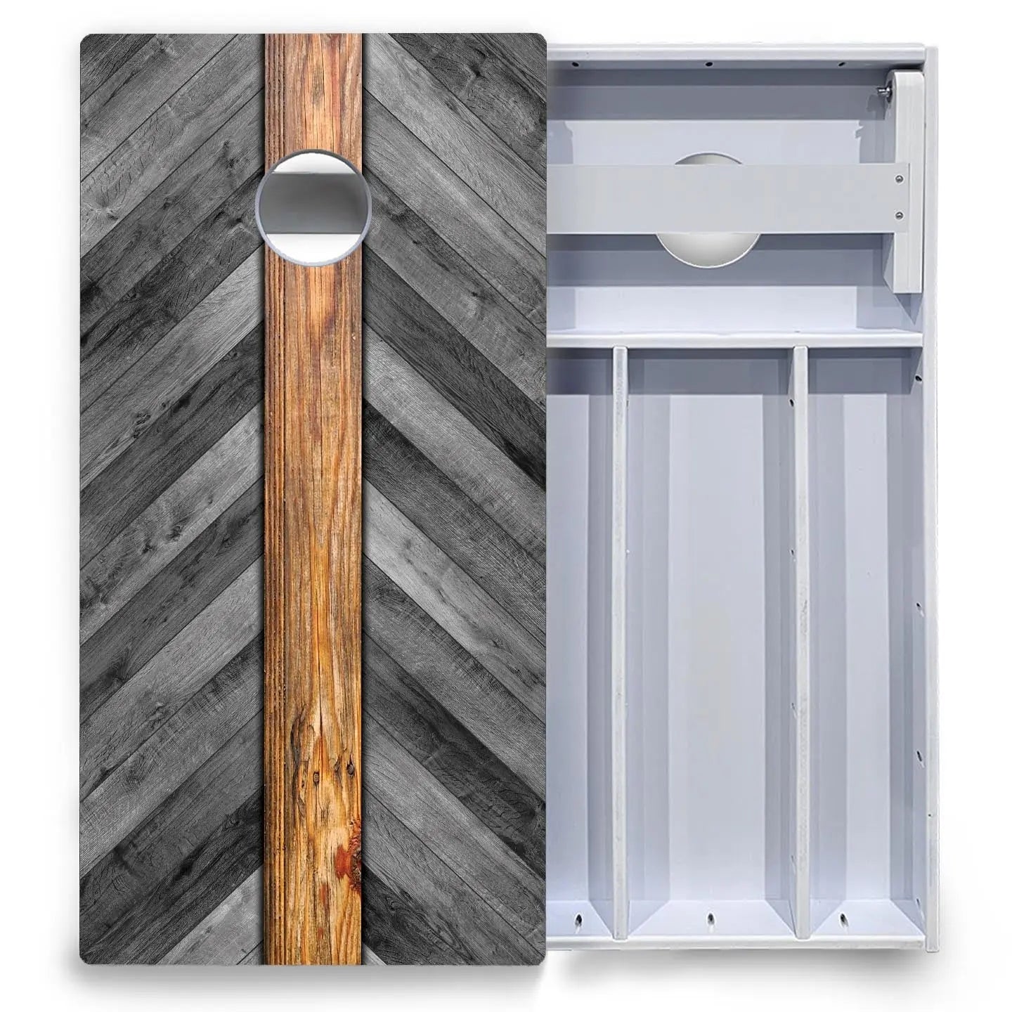 Grey Herringbone Cornhole Boards - All Weather Series Cornhole Solutions