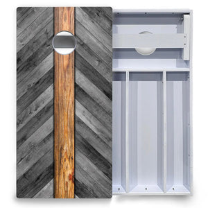 Grey Herringbone Cornhole Boards - All Weather Series Cornhole Solutions
