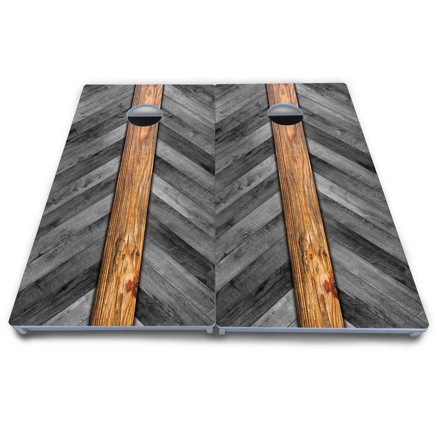 Grey Herringbone Cornhole Boards - All Weather Series Cornhole Solutions