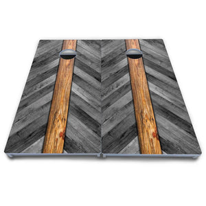 Grey Herringbone Cornhole Boards - All Weather Series Cornhole Solutions