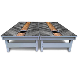 Grey Herringbone Cornhole Boards - All Weather Series Cornhole Solutions