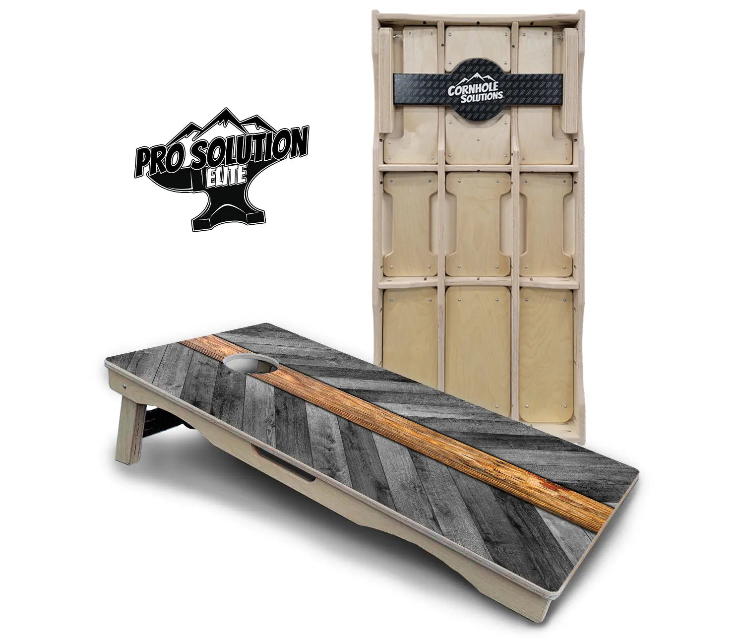 Grey Herringbone Cornhole Boards - Pro Solution Elite Series by Cornhole Solutions, handmade jewelry main product photo