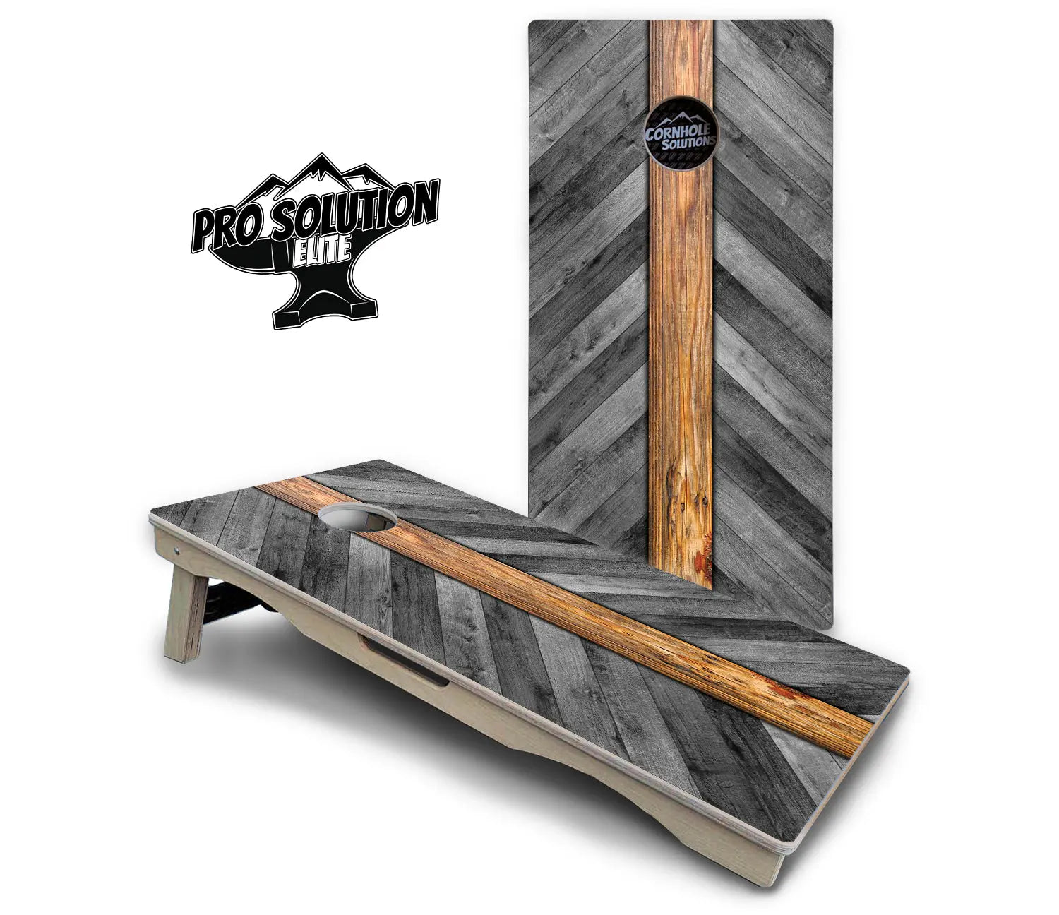 Grey Herringbone Cornhole Boards - Pro Solution Elite Series by Cornhole Solutions, handmade jewelry detail photo 2